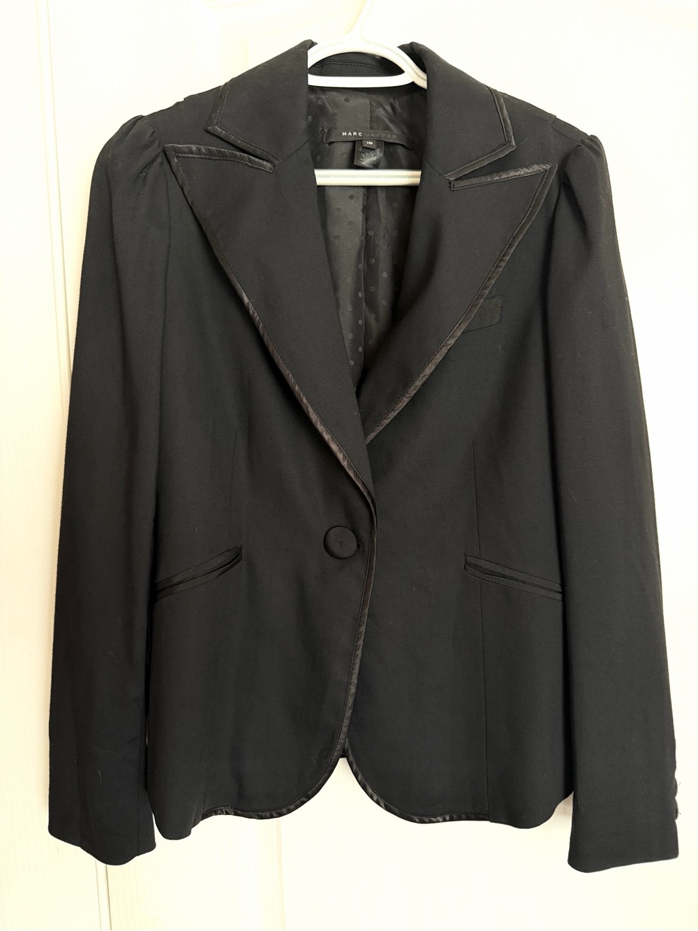 Marc by Marc Jacobs Black Women's Single-Button Blazer with Notch Lapel
